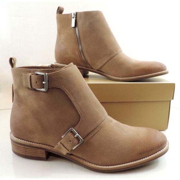 Michael Kors Adams Monk Strap Bootie Suede Beige Dark Khaki Size 10 - Picture 5 of 7